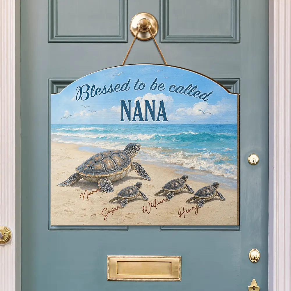 Turtles Blessed To Be Called Grandma - Personalized Custom Shaped Wood Sign