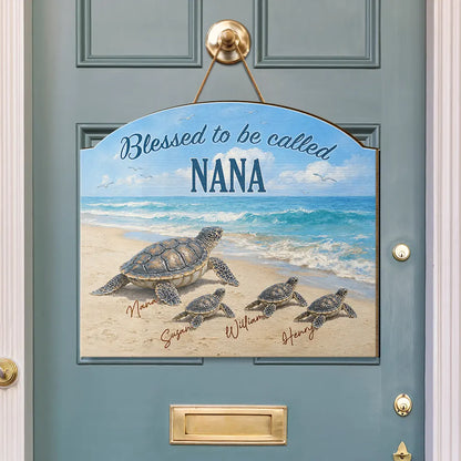 Turtles Blessed To Be Called Grandma - Personalized Custom Shaped Wood Sign