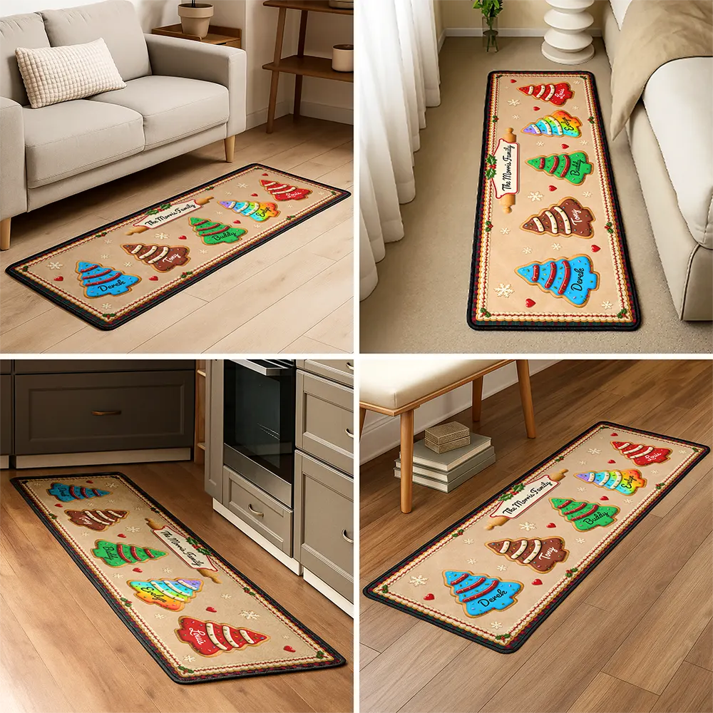 Custom Family Christmas Cookie - Personalized Runner Rug