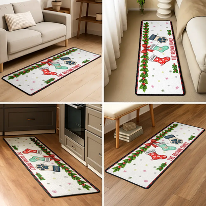 Christmas Family Stockings With Names - Personalized Runner Rug