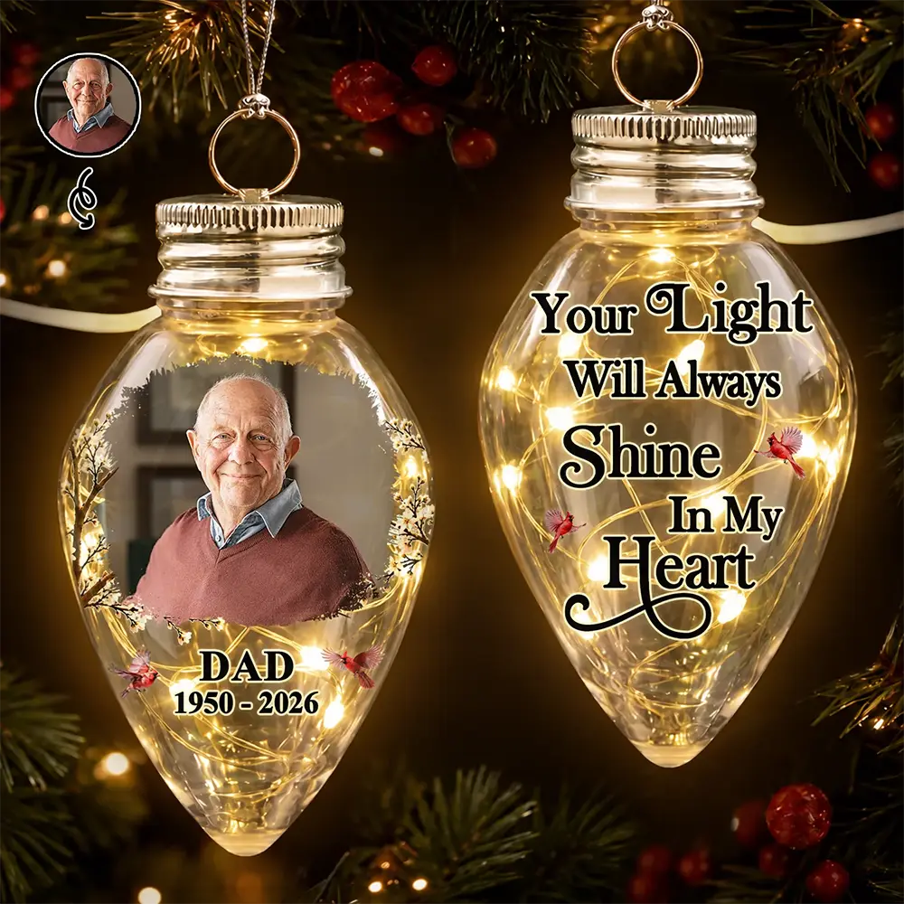 Memorial Gift For Mom Dad Family - Personalized Custom Photo I'm Always With You Chili Bulb LED Light