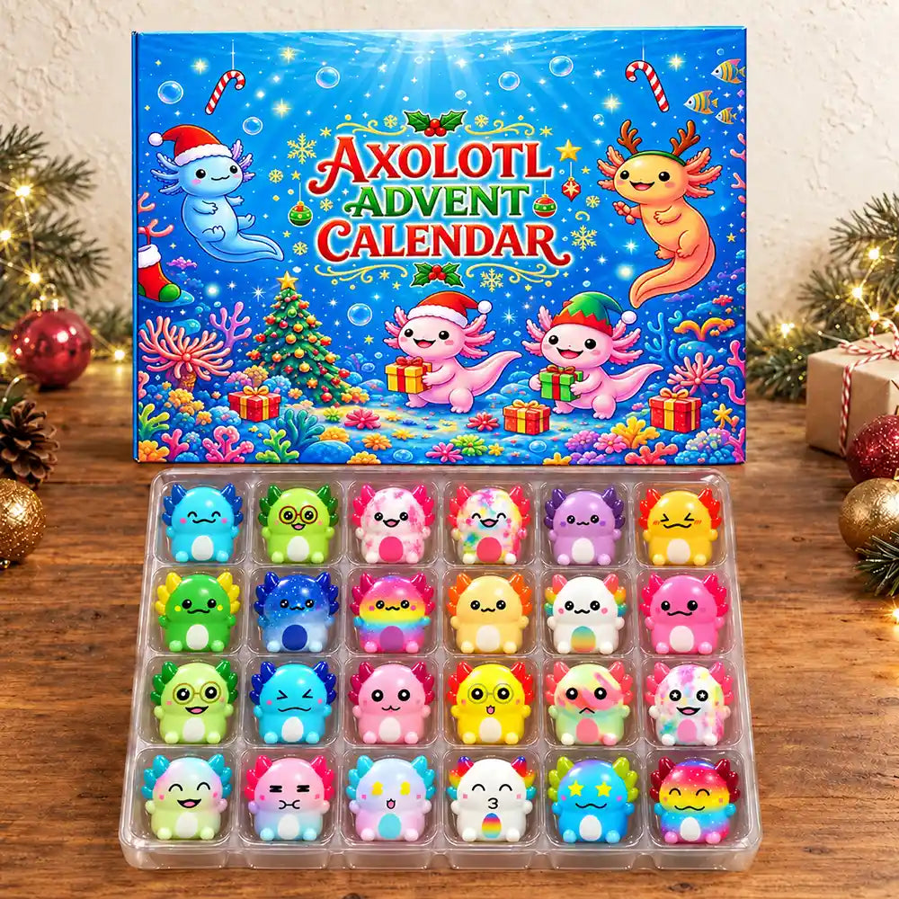 Squishy Axolotl Gift For Kids - Winter Christmas Countdown Advent Calendar