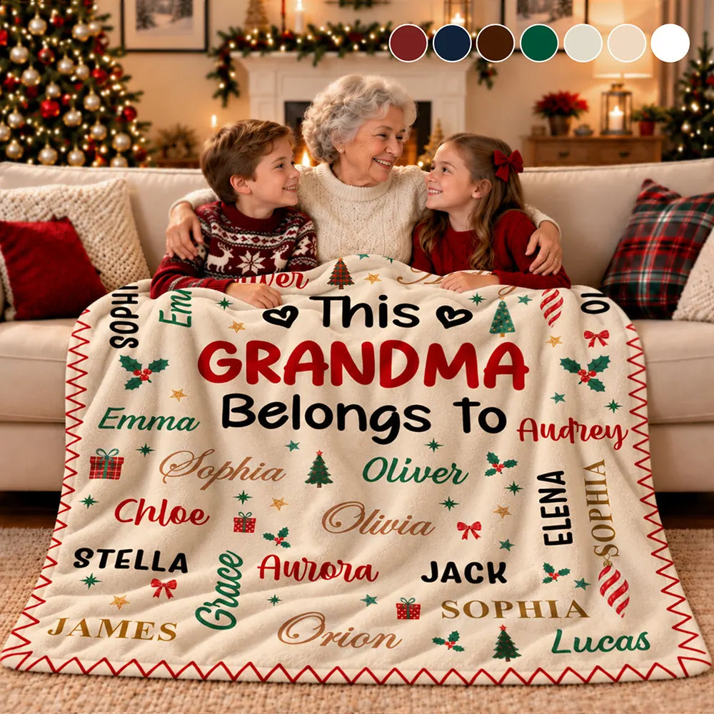 Christmas Gift For Grandma Nana - Personalized Kids Names Fleece Blanket, Sherpa Blanket