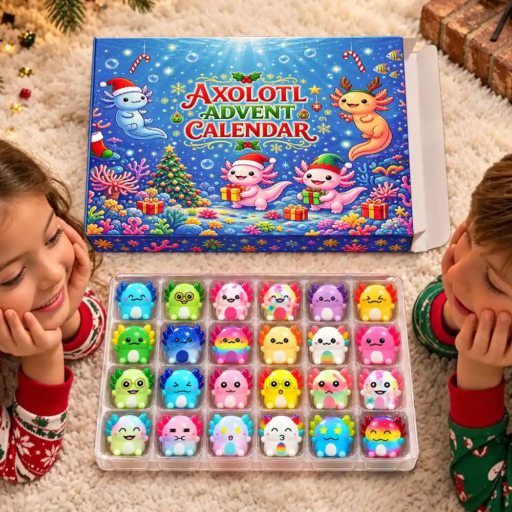 Squishy Axolotl Gift For Kids - Winter Christmas Countdown Advent Calendar