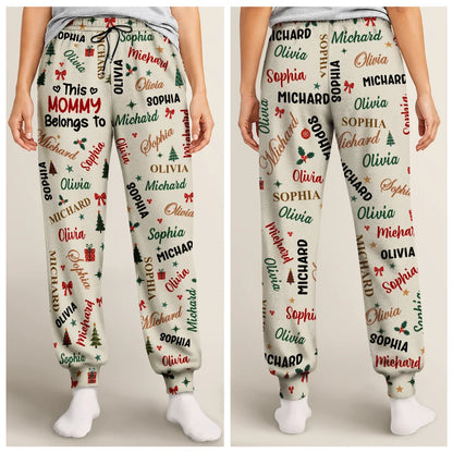 This Grandma Mommy Belongs To Kid Names - Personalized Pajama Pants