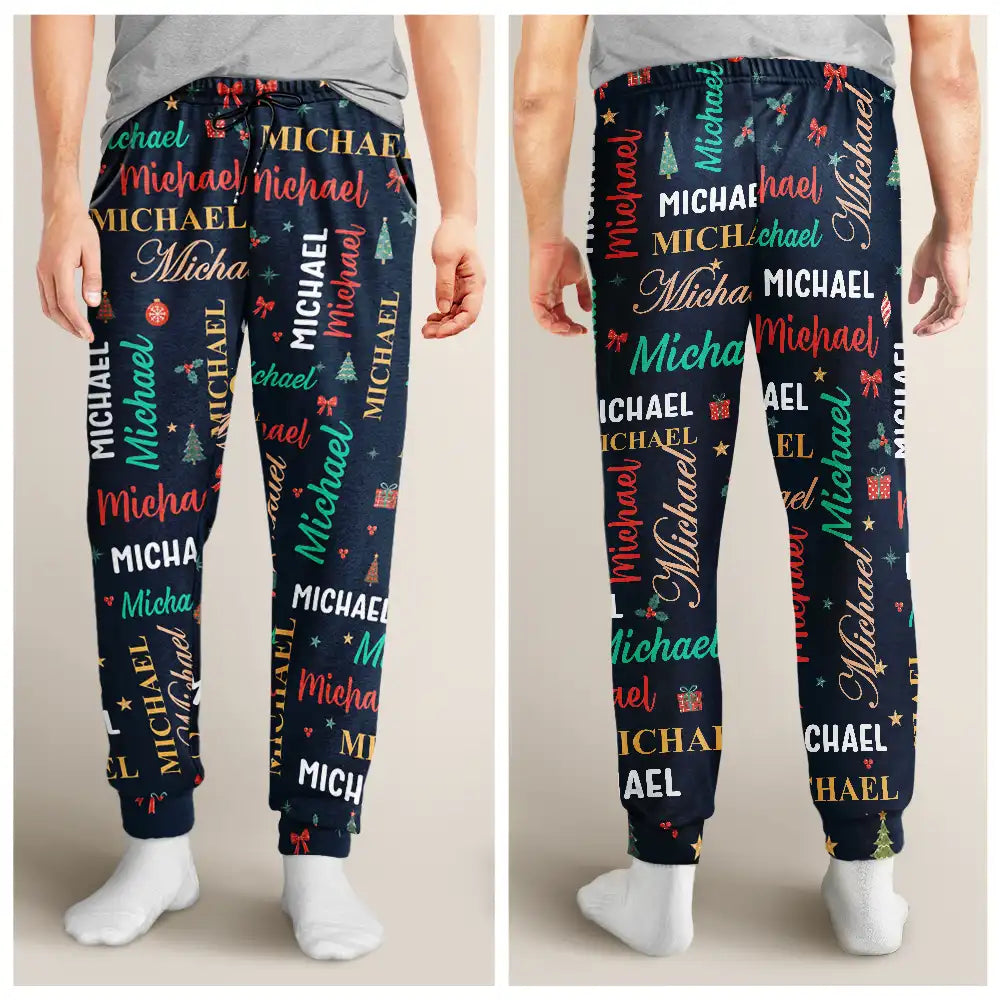 Matching Christmas Gift For Family - Personalized Member Names Holiday Pajama Pants