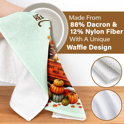 Hello Fall Pet Pumpkin Truck - Personalized Kitchen Towel