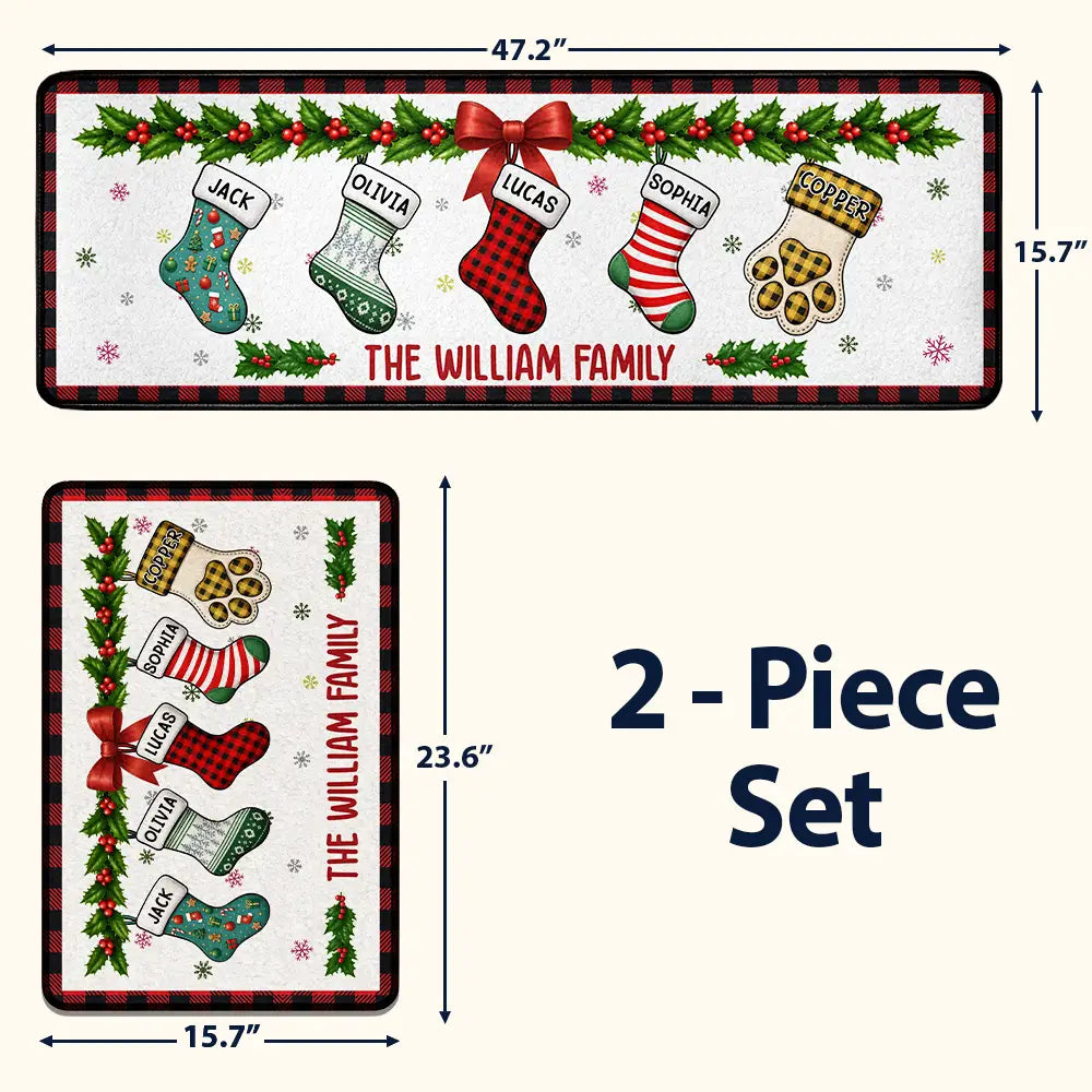 Christmas Family Stockings With Names - Personalized Runner Rug