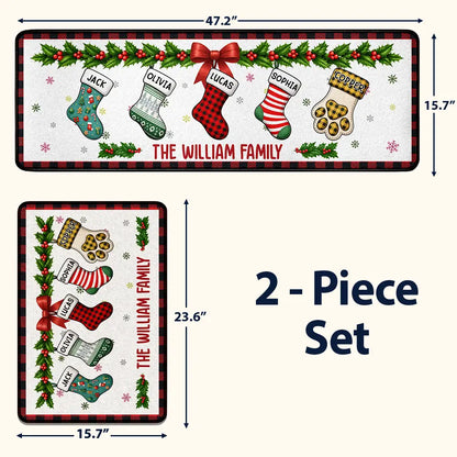 Christmas Family Stockings With Names - Personalized Runner Rug