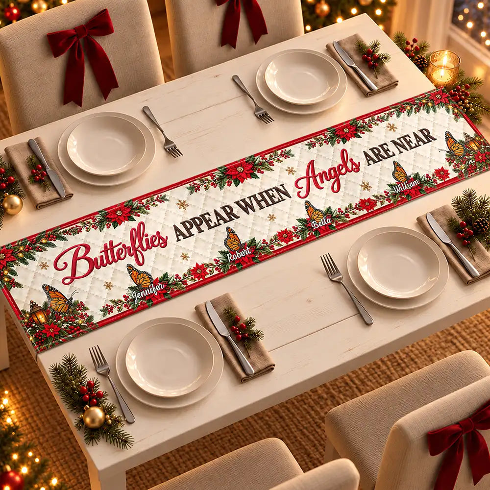 Christmas Memorial Gift For Family - Personalized Names Cardinals Appear When Angels Are Near Table Runner