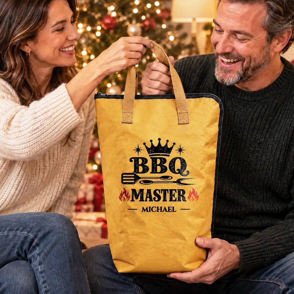 Grilling Master, BBQ Grilling Gift For Dad, Husband, Boyfriend - Personalized With Name BBQ Blanket