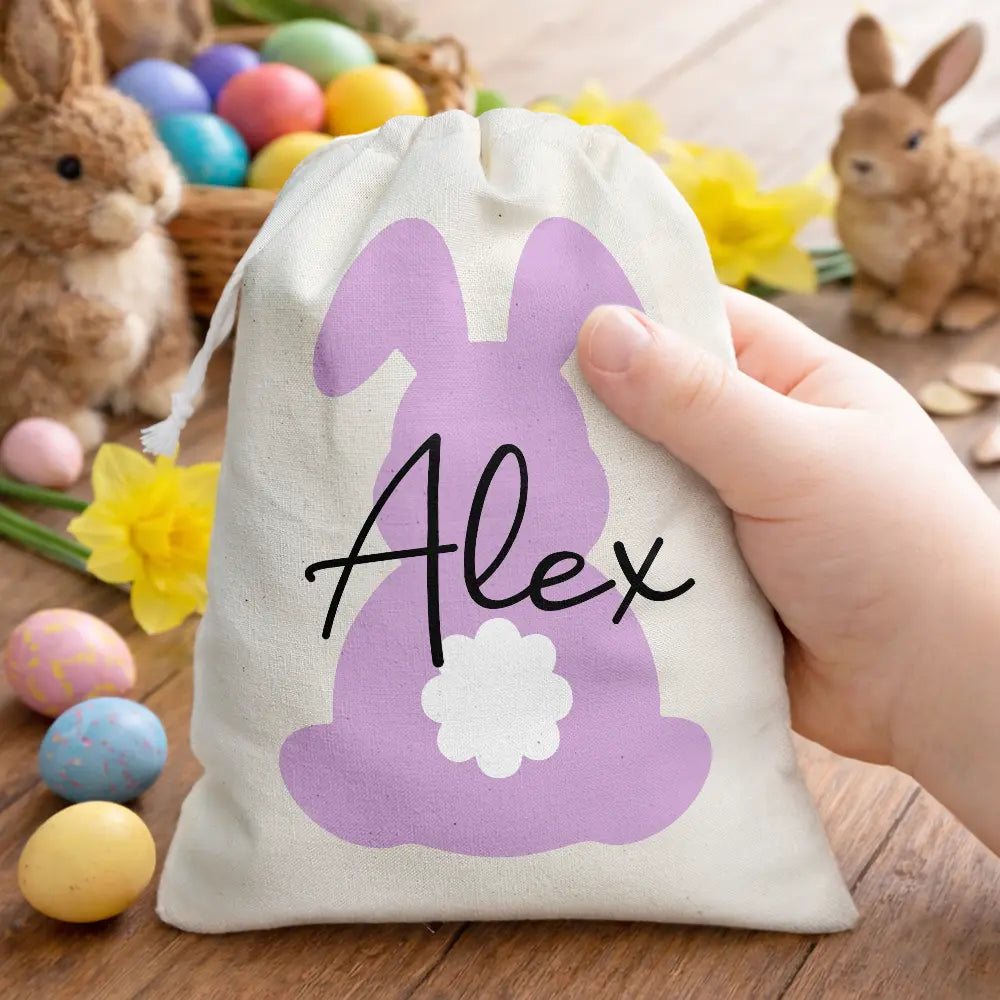 Custom Name With Backside Bunny - Personalized Favor Bag