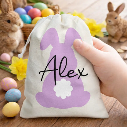 Custom Name With Backside Bunny - Personalized Favor Bag