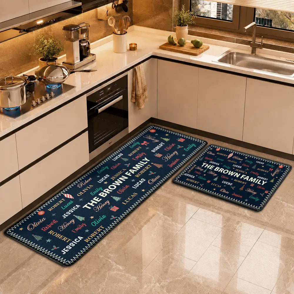Custom Family Names Christmas - Personalized Runner Rug