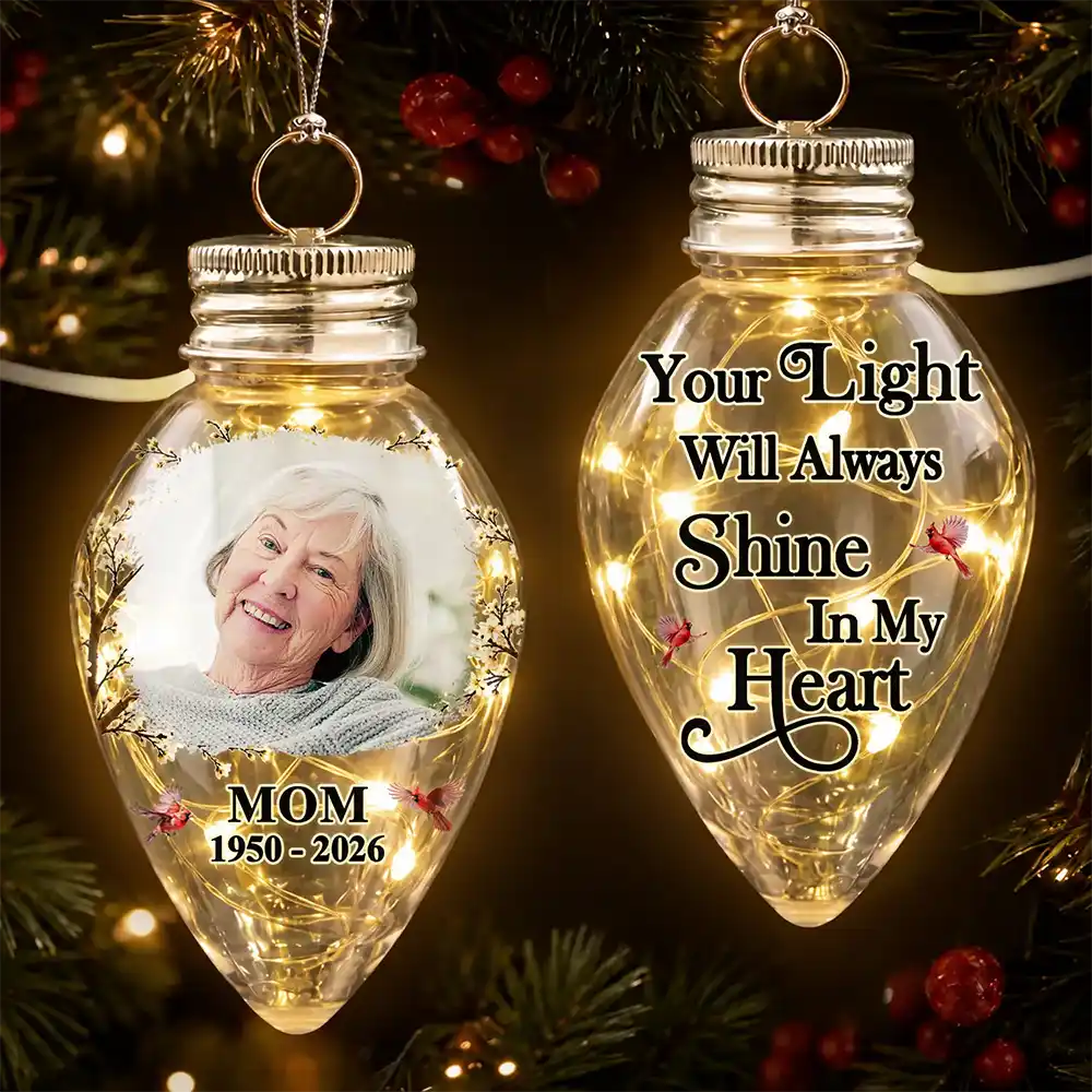 Memorial Gift For Mom Dad Family - Personalized Custom Photo I'm Always With You Chili Bulb LED Light