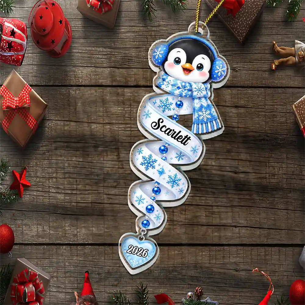 Christmas Gift For Kids Family Friends - Personalized Name & Character Santa Snowman Reindeer Spiral Acrylic Ornament