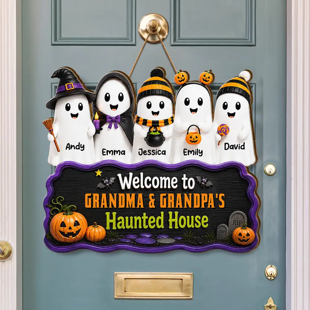 Welcome To Haunted House Halloween Boo - Personalized Custom Shaped Wood Sign