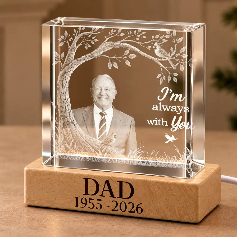 Sympathy Christmas Gift For Loss Of Dad - Personalized Custom Photo When You Miss Me Have No Fear Crystal Cube Lamp