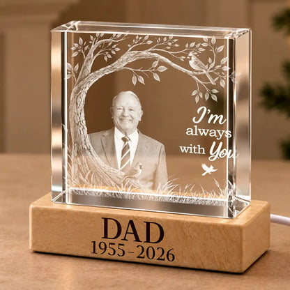 Sympathy Christmas Gift For Loss Of Dad - Personalized Custom Photo When You Miss Me Have No Fear Crystal Cube Lamp
