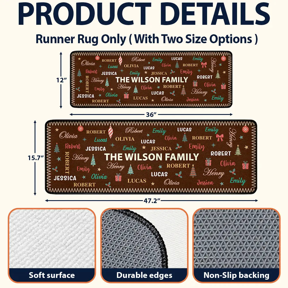 Custom Family Names Christmas - Personalized Runner Rug