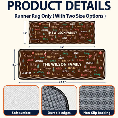 Custom Family Names Christmas - Personalized Runner Rug