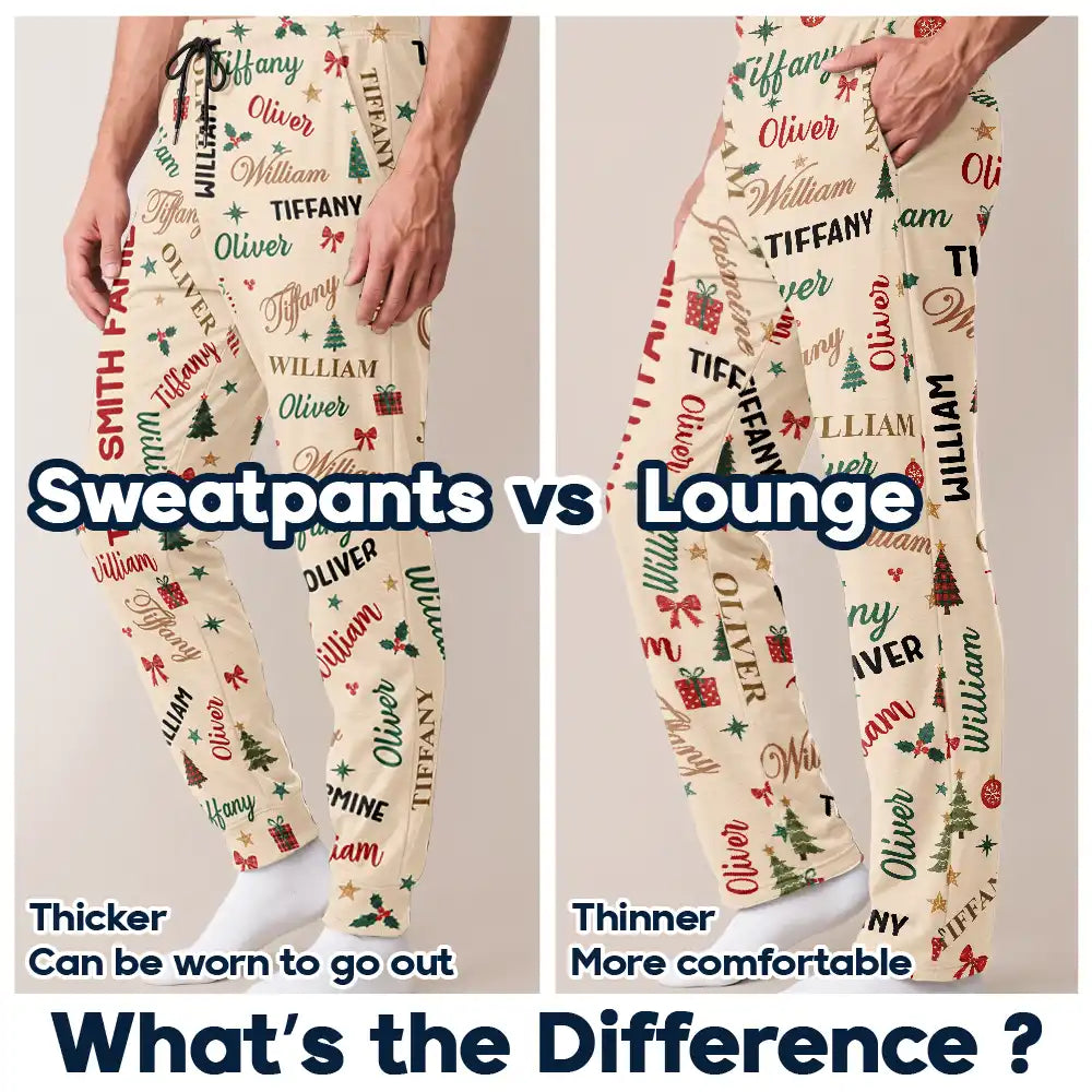 Matching Christmas Gift For Family - Personalized Names Holiday Pajama Pants