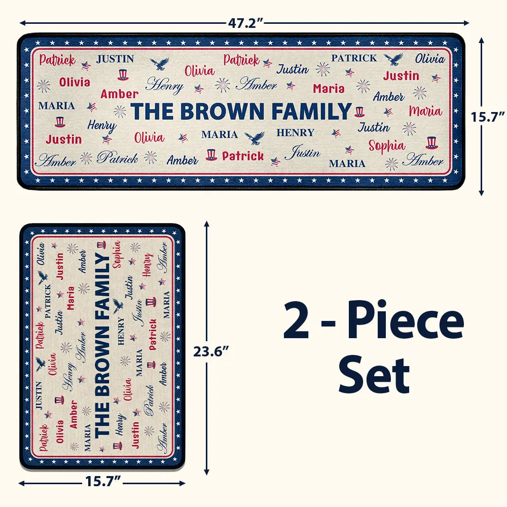 Stars & Stripes Family Name Christmas - Personalized Runner Rug