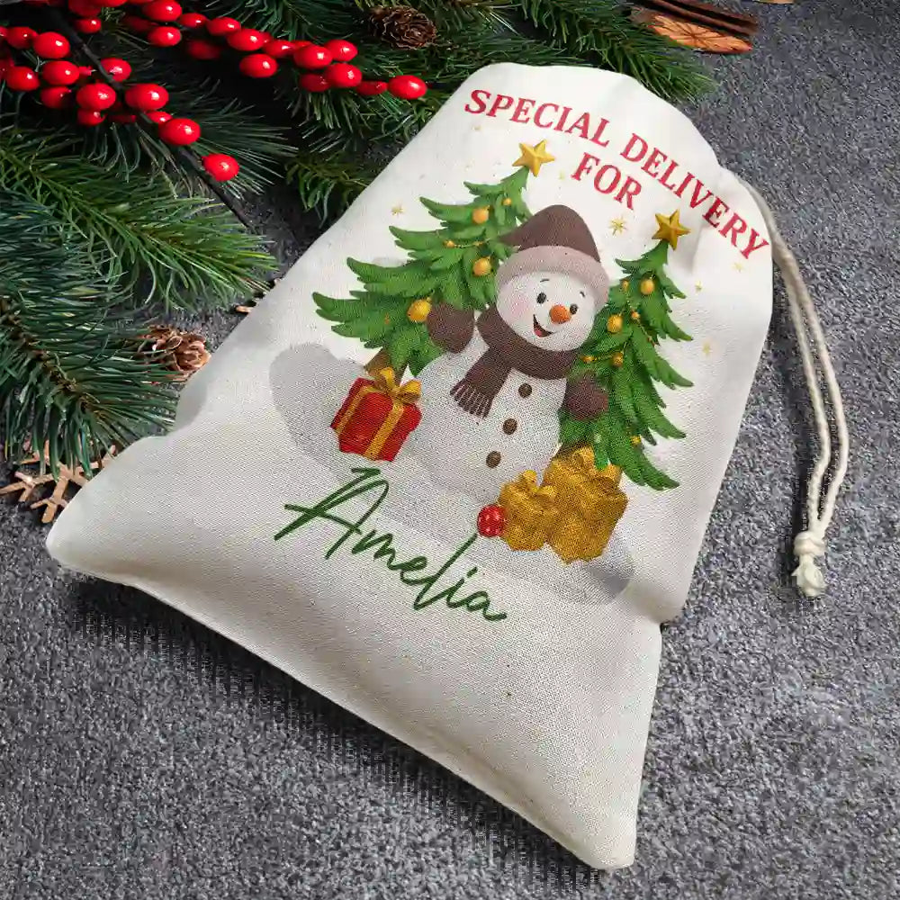 Special Delivery For Christmas Snowman - Personalized Favor Bag
