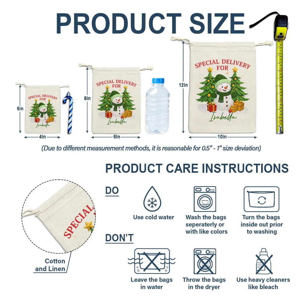 Special Delivery For Christmas Snowman - Personalized Favor Bag