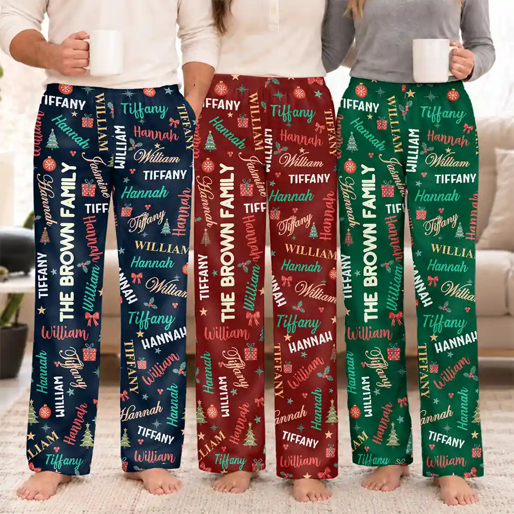 Matching Christmas Gift For Family - Personalized Names Holiday Pajama Pants