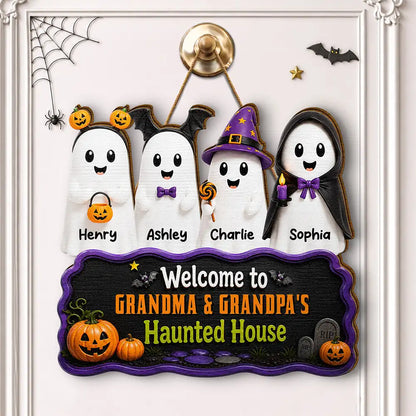 Welcome To Haunted House Halloween Boo - Personalized Custom Shaped Wood Sign