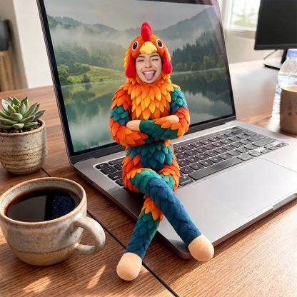 Funny Friendship Gift For Coworker, Work Bestie, Best Friend - Personalized Custom Photo Face Monkey Chicken Raccoon Duck Donkey Poseable Plush Doll