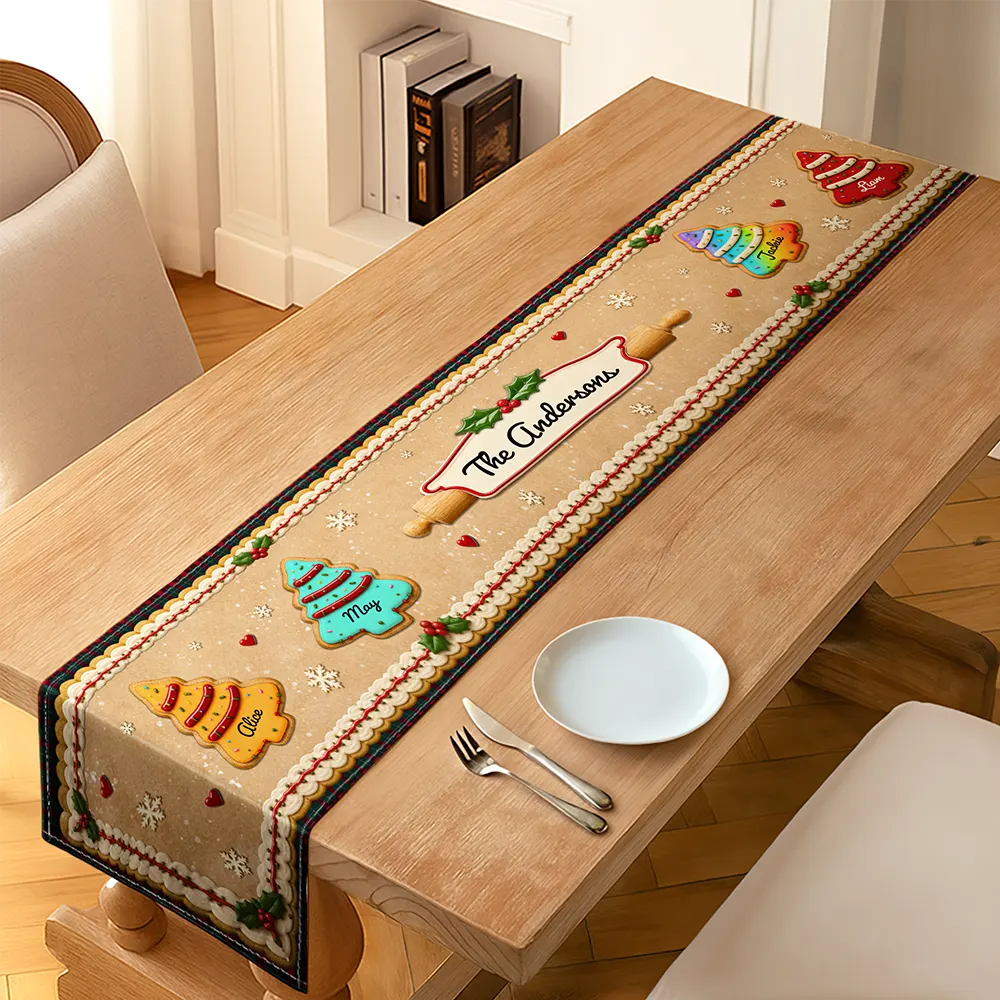 Custom Family Christmas Cookie - Personalized Table Runner