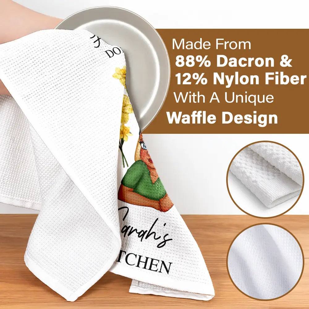 This Is My Happy Place Birth Flower Mom Grandma Kitchen - Personalized Kitchen Towel