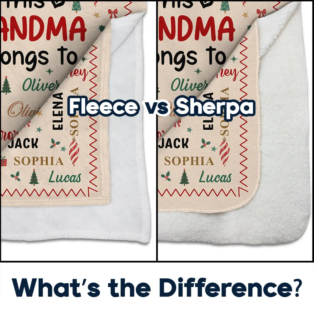 Christmas Gift For Grandma Nana - Personalized Kids Names Fleece Blanket, Sherpa Blanket