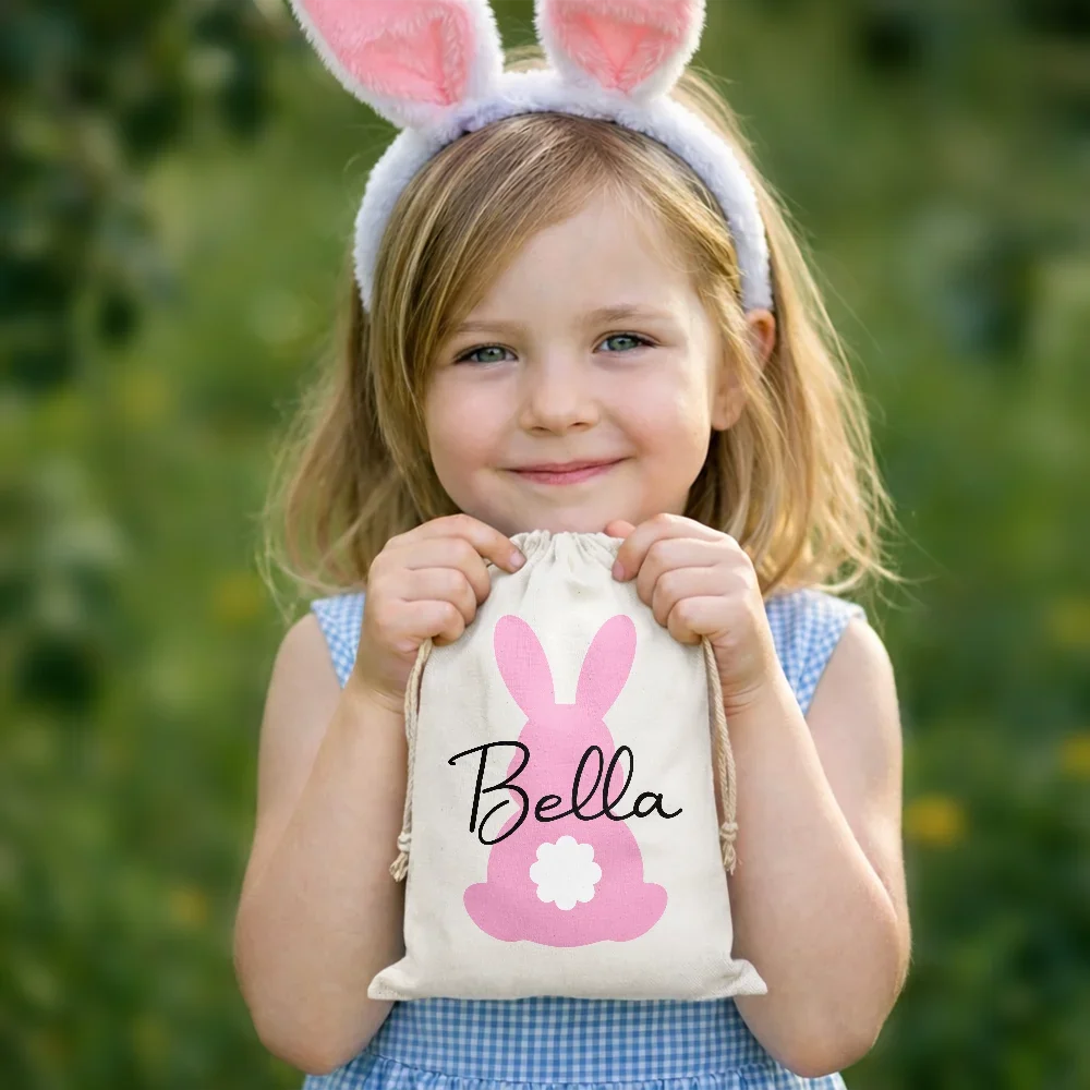 Custom Name With Backside Bunny - Personalized Favor Bag
