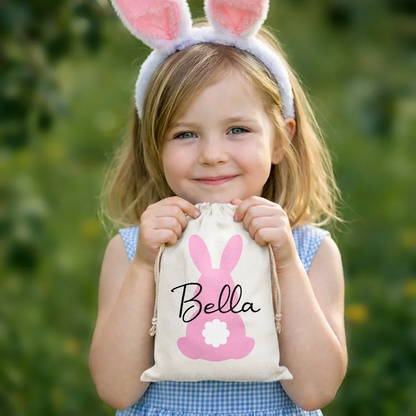 Custom Name With Backside Bunny - Personalized Favor Bag