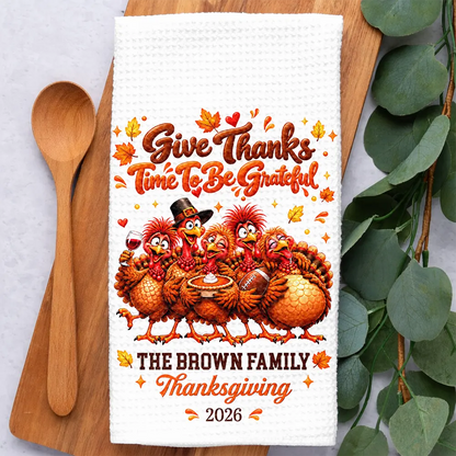 Thanksgiving Kitchen Decor Gift For Mom Grandma Family - Personalized Funny Turkey Thankful For You Kitchen Towel