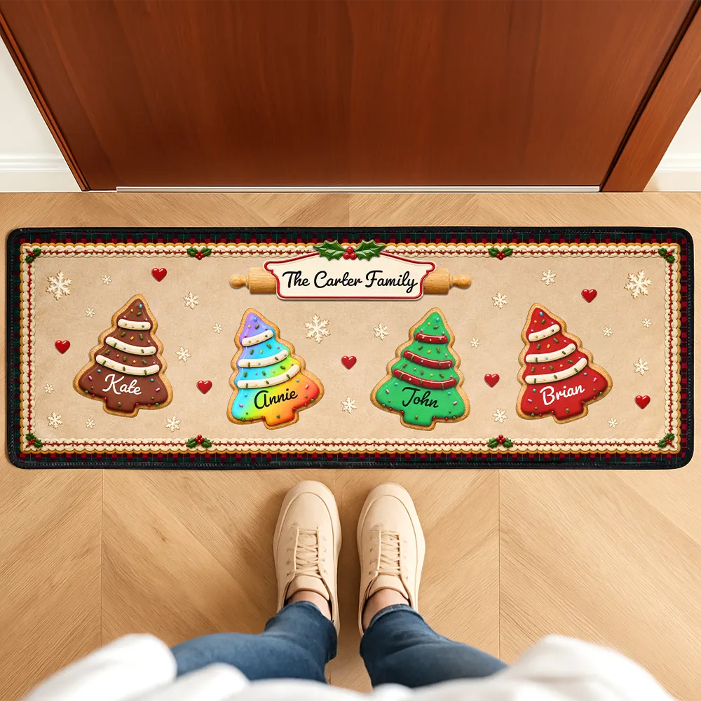 Custom Family Christmas Cookie - Personalized Runner Rug