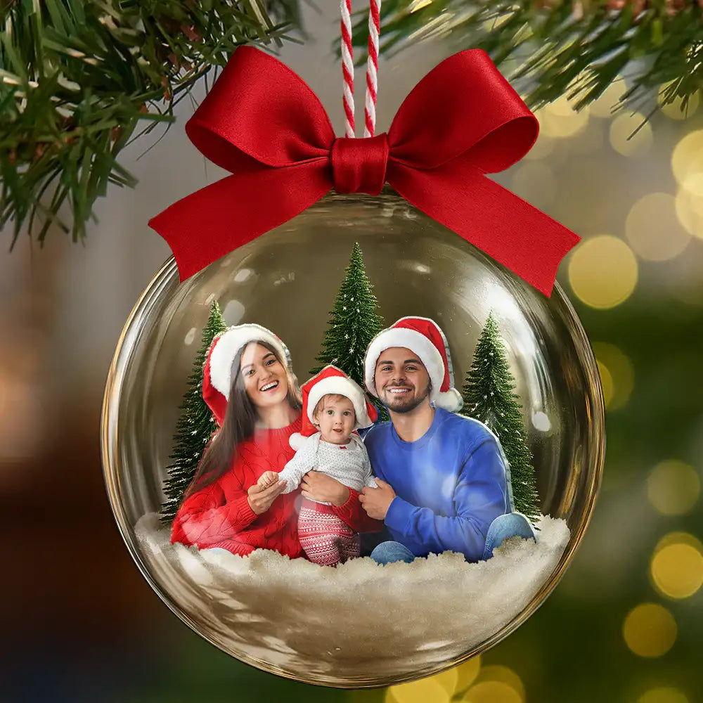 Custom Photo Family Is The Greatest Gift - Personalized 3D Acrylic Ball Ornament