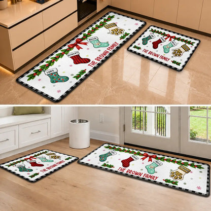 Christmas Family Stockings With Names - Personalized Runner Rug