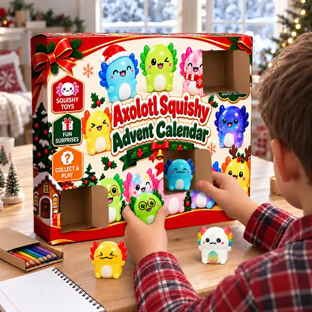 Squishy Axolotl Gift For Kids - Festive Christmas Countdown Advent Calendar