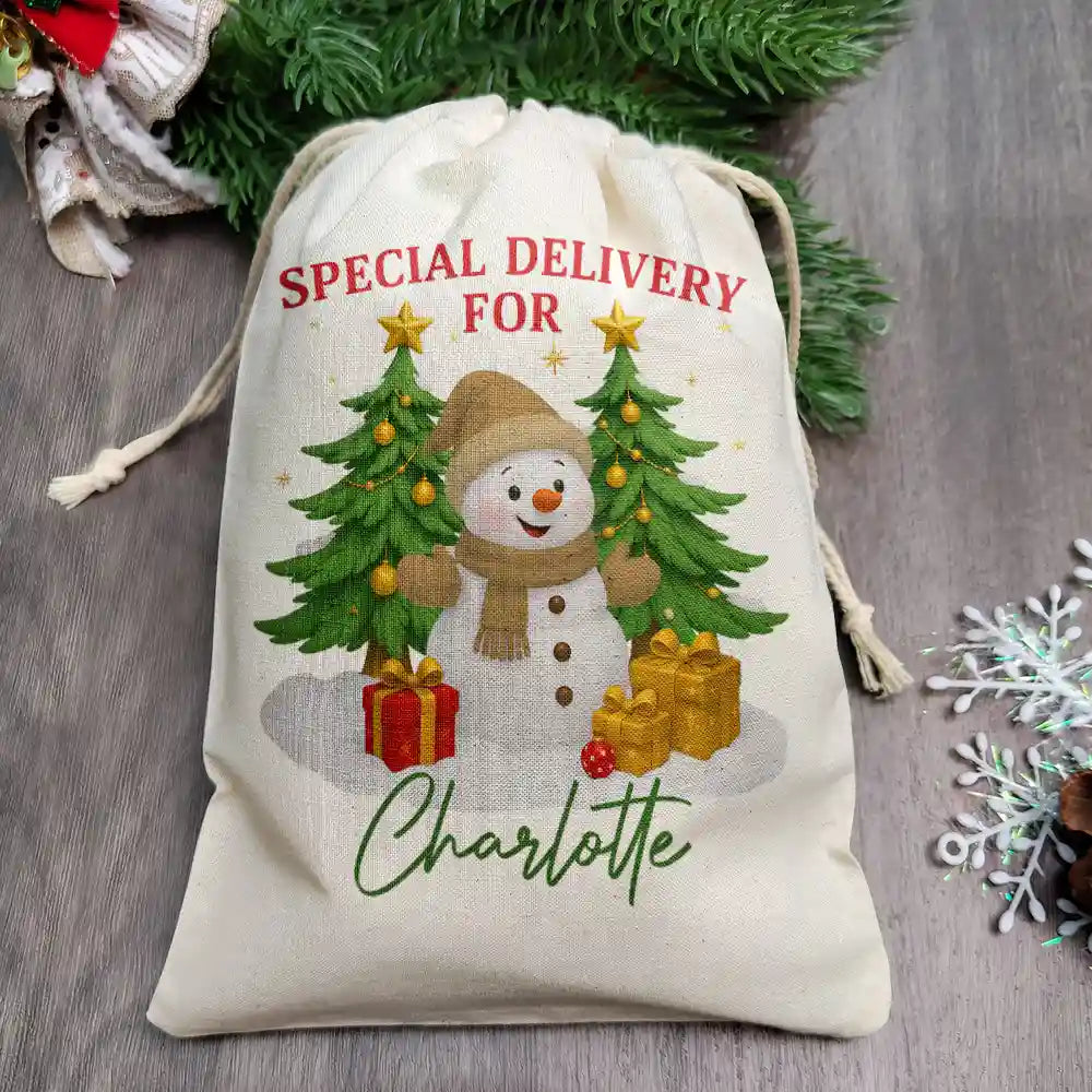 Special Delivery For Christmas Snowman - Personalized Favor Bag
