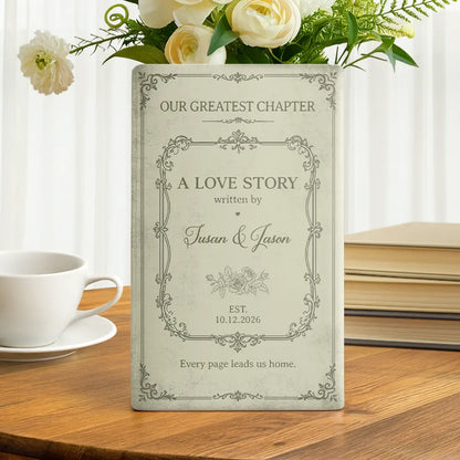 Our Greatest Chapter Couple - Personalized Ceramic Book Vase