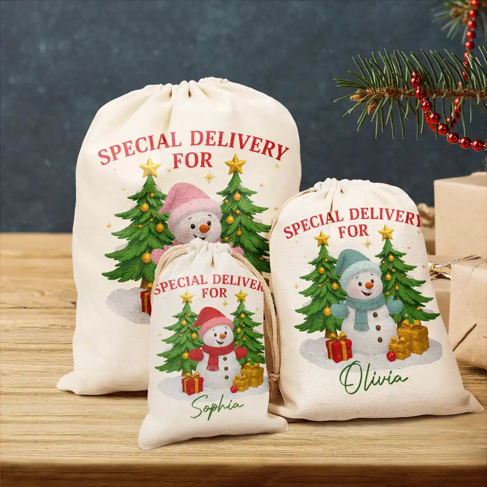 Special Delivery For Christmas Snowman - Personalized Favor Bag