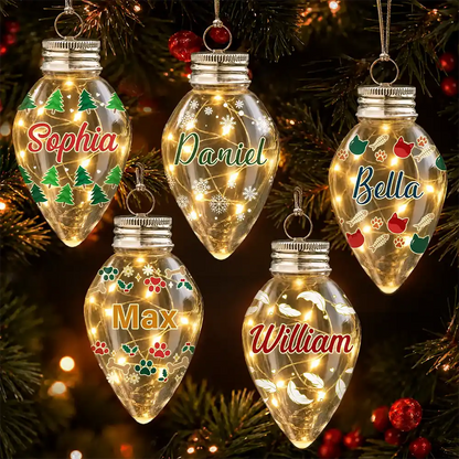 Christmas Decoration For Family - Personalized Ornament With Name Chili Bulb LED Light