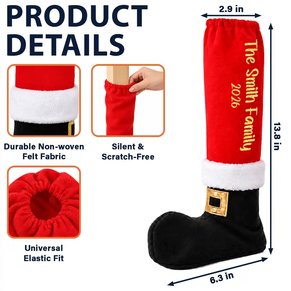 Christmas Home Decor Gift For Family - Personalized Santa Boot Family Name Furniture Leg Cover