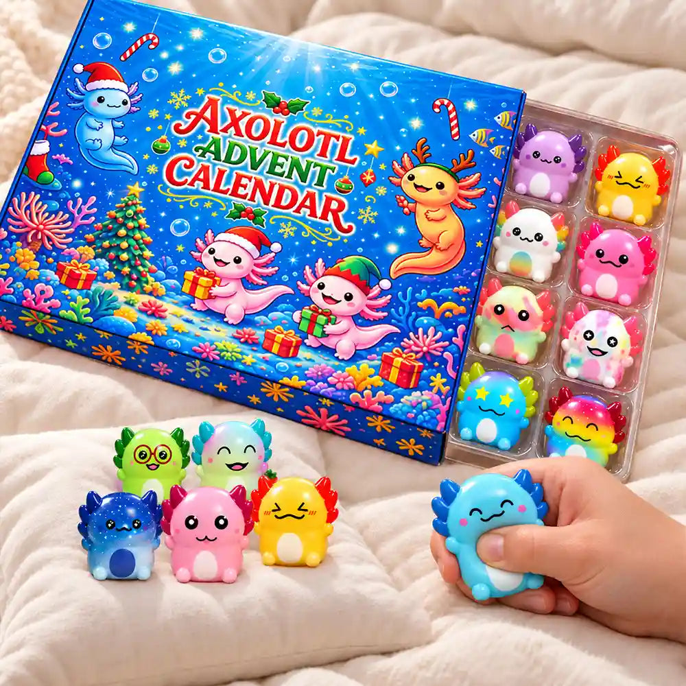 Squishy Axolotl Gift For Kids - Winter Christmas Countdown Advent Calendar