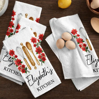 Mom Grandma Kitchen Cooking Birth Flower - Personalized Kitchen Towel