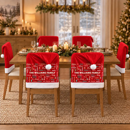 Christmas Table Decor Gift For Family - Personalized Member Names Chair Cover